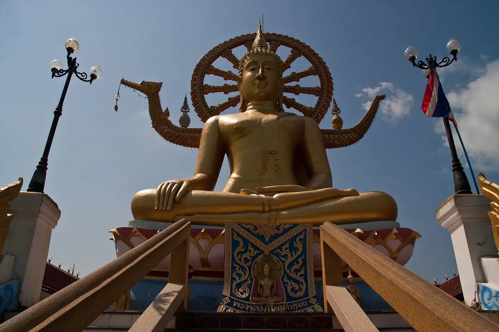 Close view of the golden Big Buddha statue on Koh Samui