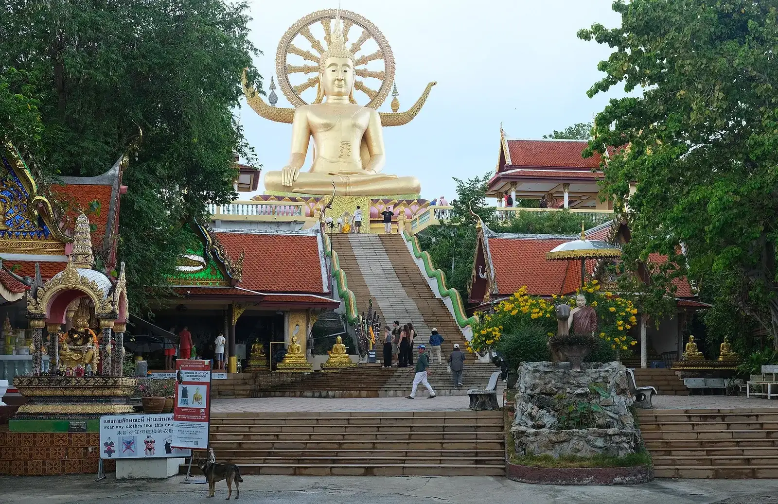 Golden Big Buddha statue above the temple grounds of Wat Phra Yai, Koh Samui